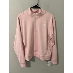 NWT Adidas Half Zip Training Layering Top Sandy Pink, Size Medium